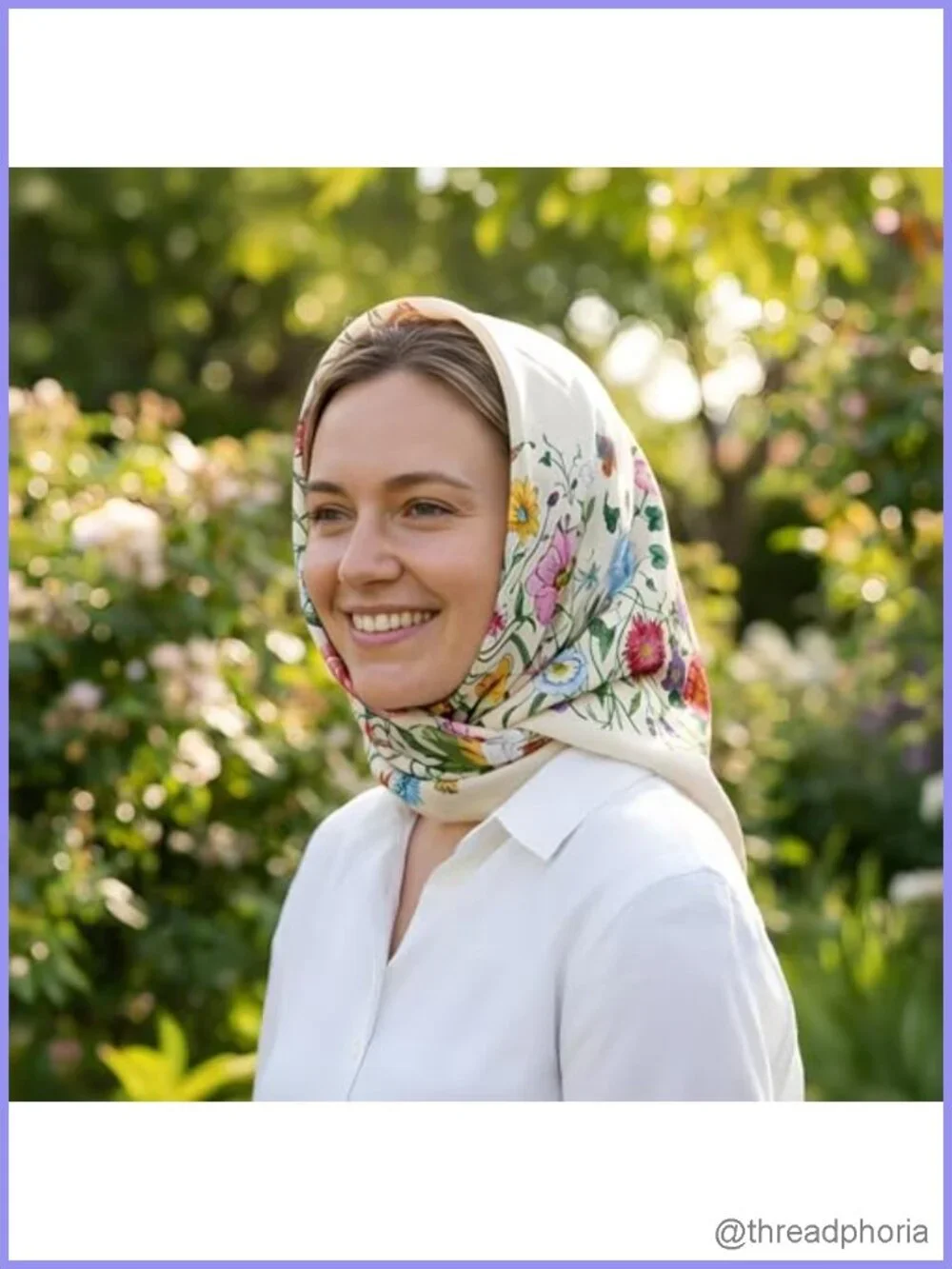 Floral Square Scarf 35x35 Silk Feel Lightweight Headscarf Bandana